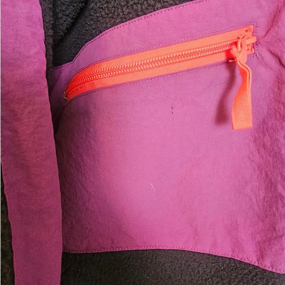 BDG Urban Outfitters Bruce Fleece Spliced Zip Up Jacket in Black/Plum/Orange